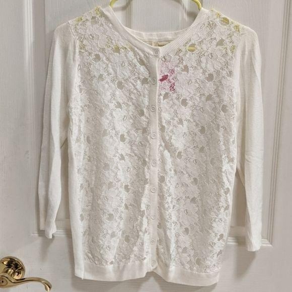 bohme Sweaters - BohmeTeaspoon White Lace Cardigan Size Large